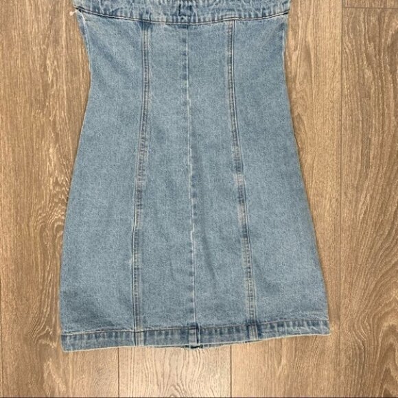 Urban Outfitters BDG Denim Mini Dress Snap Button Light wash Blue western XS - Picture 15 of 16